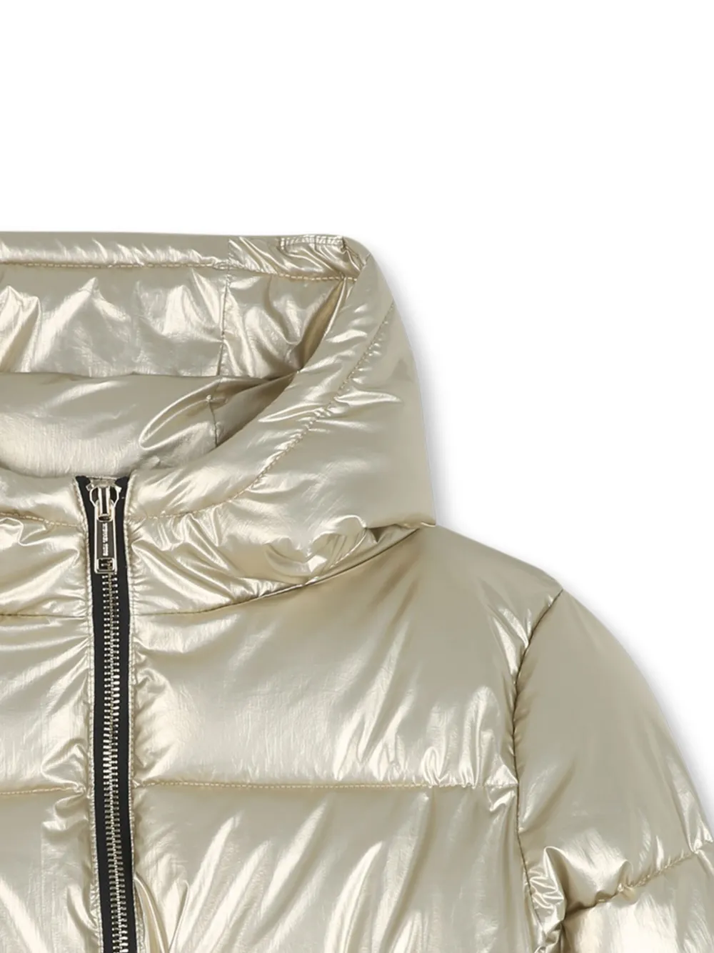 Michael Kors Metallic Puffer Jacket In Silver