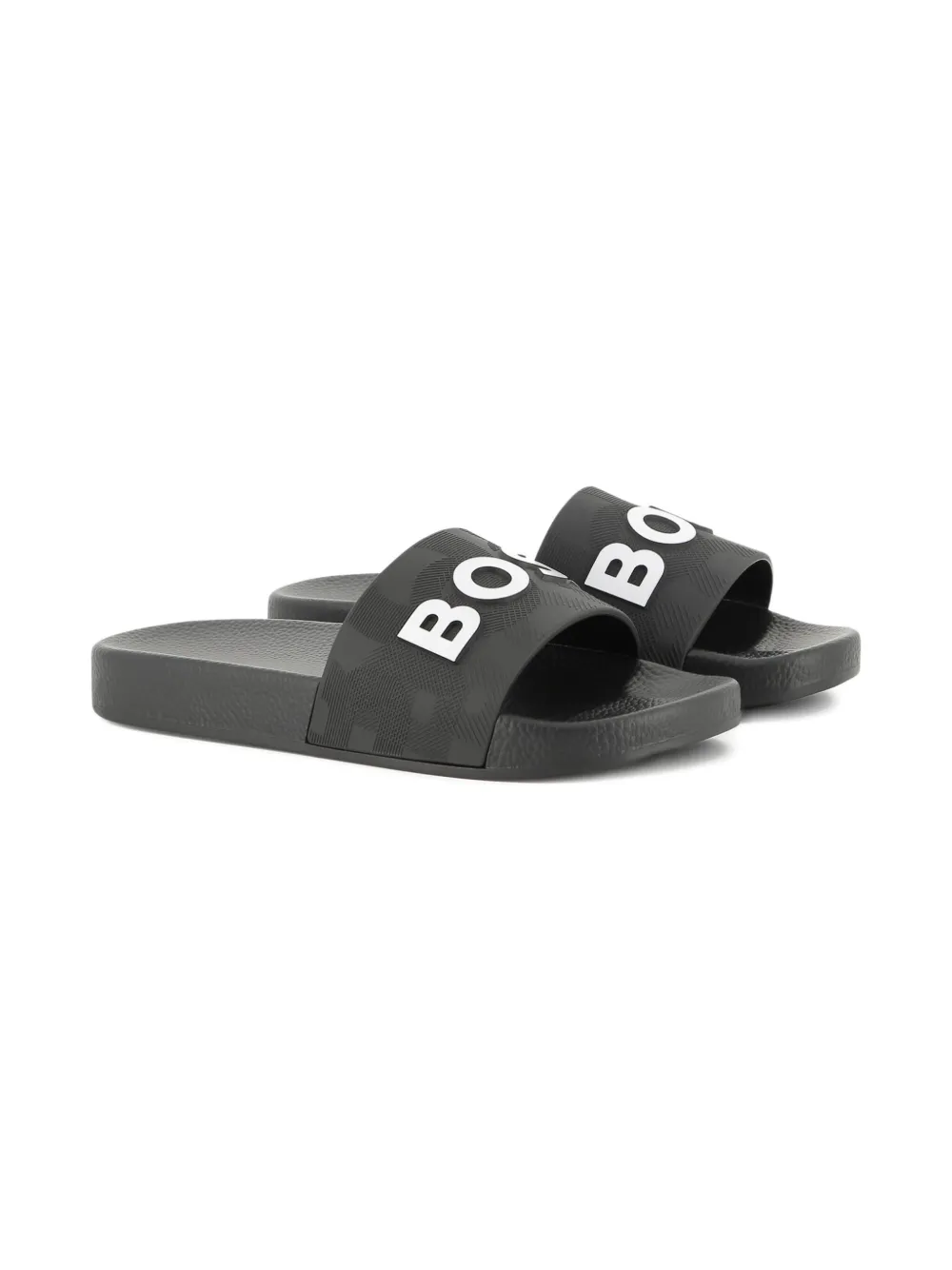 BOSS Kidswear Slippers met logo-reliëf Zwart