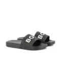 BOSS Kidswear logo-embossed slides - Black
