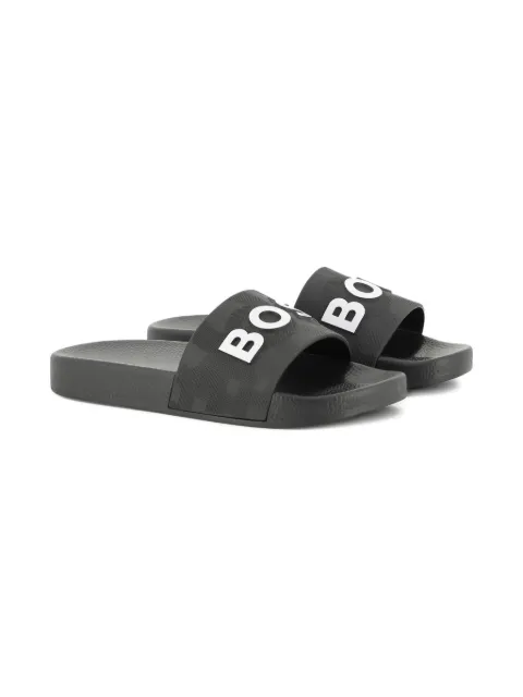 BOSS Kidswear logo-embossed slides
