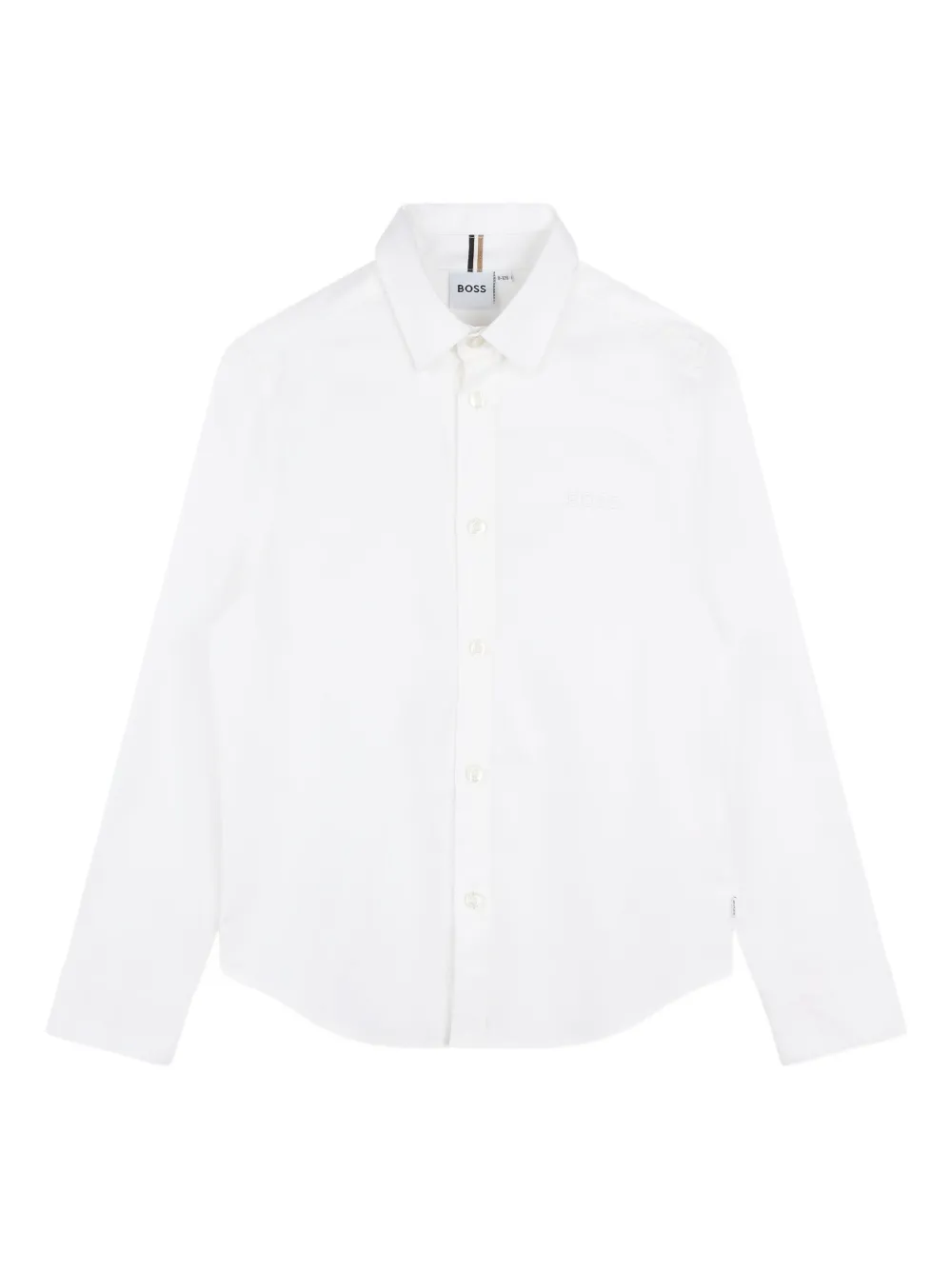 BOSS Kidswear long-sleeved logo-embroidered shirt Wit