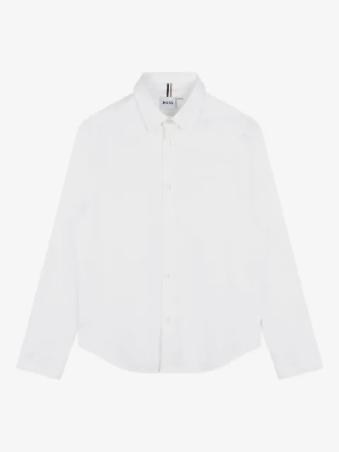 BOSS Kidswear camisa manga larga con logo bordado