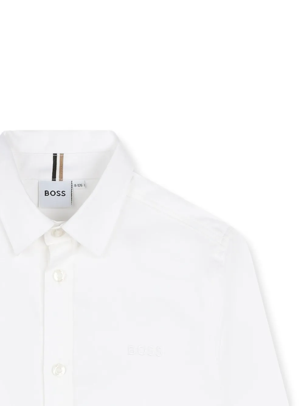 BOSS Kidswear Shirt met geborduurd logo en lange mouwen Wit
