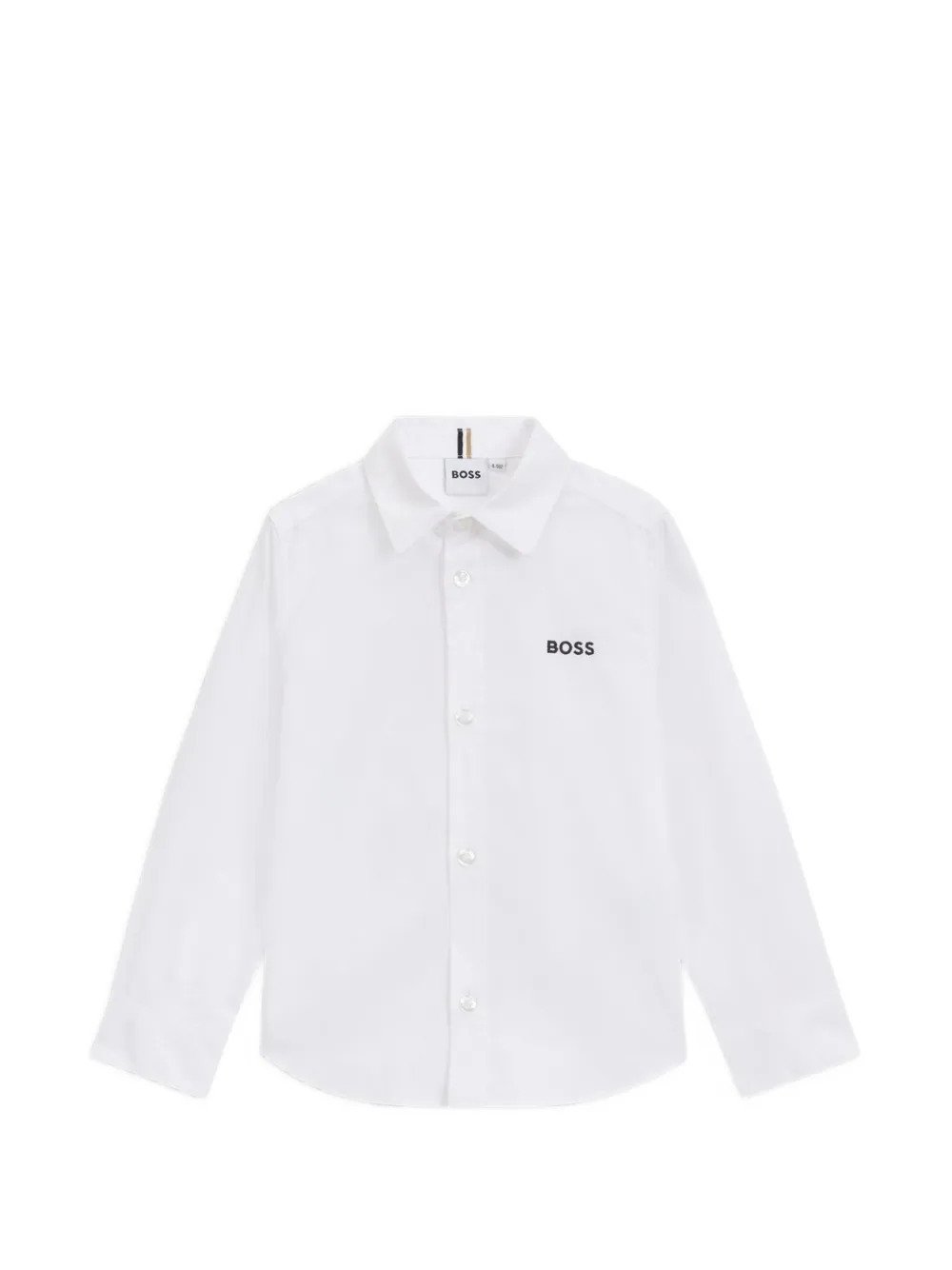 BOSS Kidswear long-sleeved logo-embroidered shirt - White
