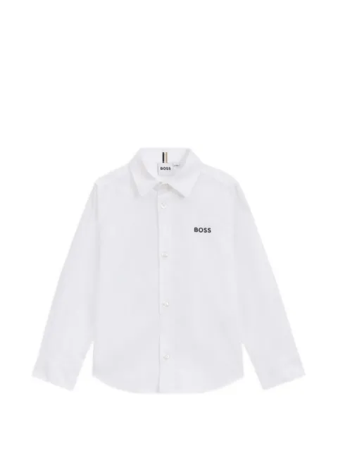 BOSS Kidswear Oxford-cotton shirt with logo embroidery