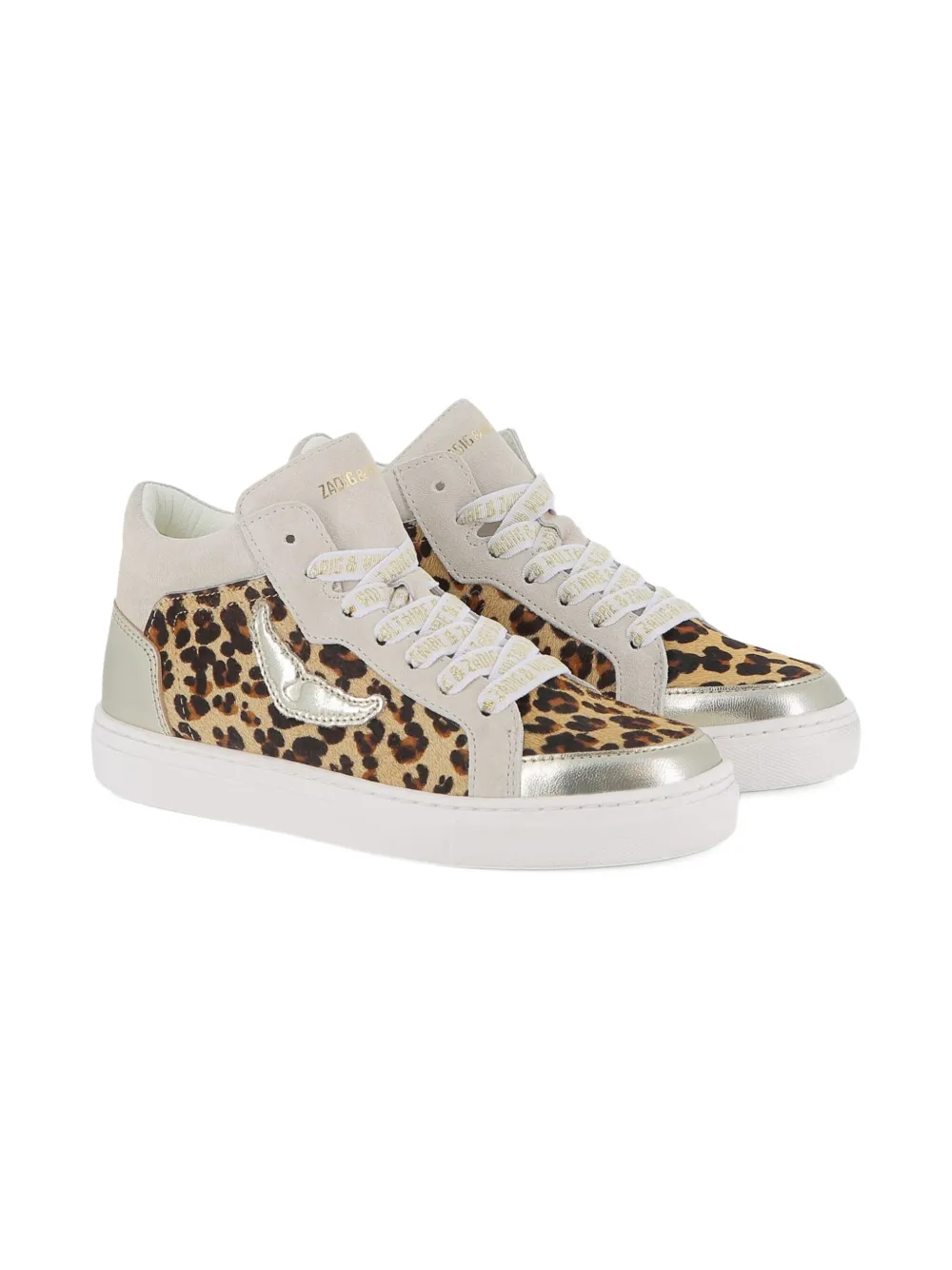 Zadig & Voltaire Kids Sneakers met luipaardprint Beige