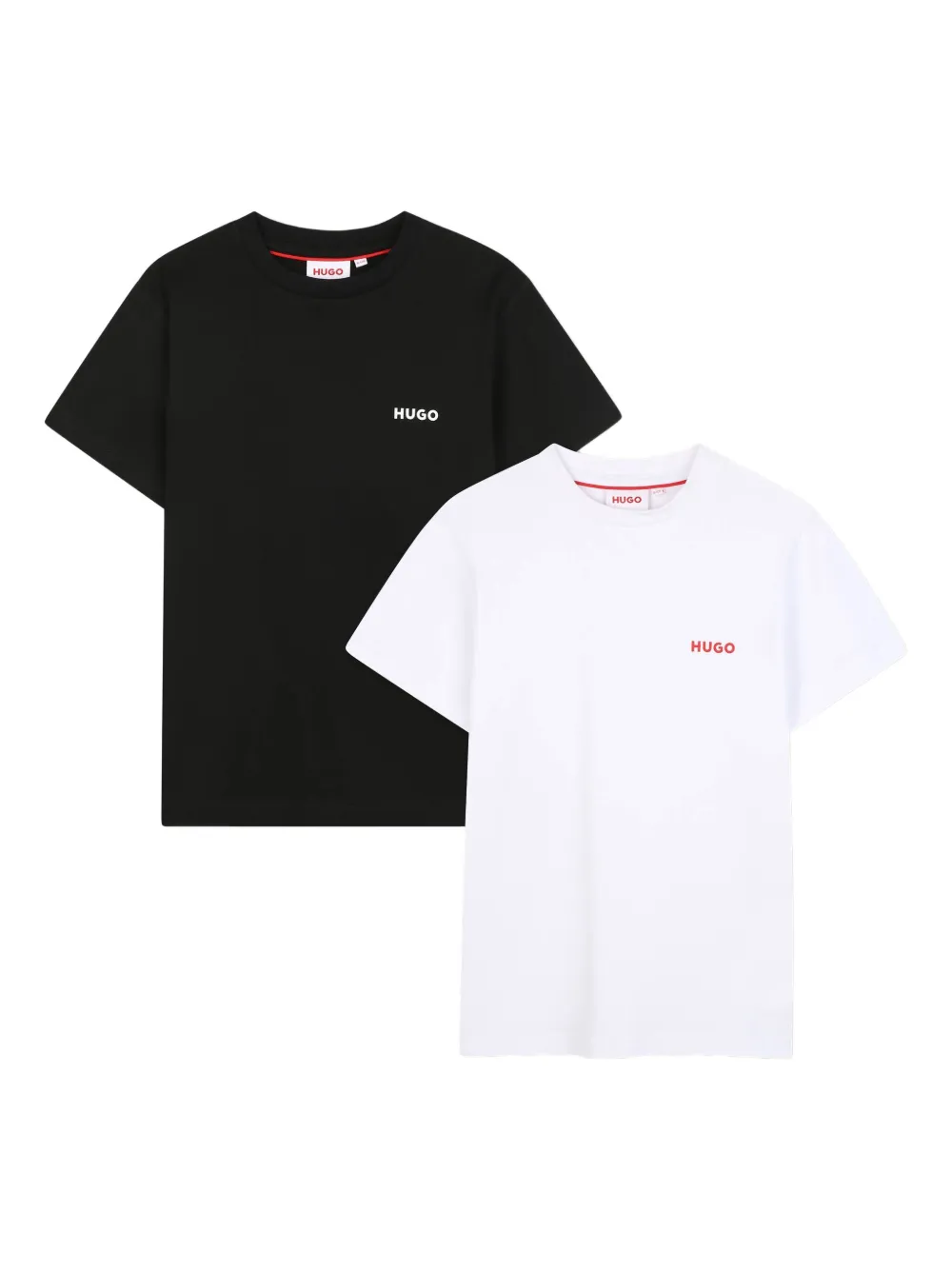 HUGO KIDS Twee T-shirts met logo Wit