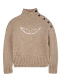 Zadig & Voltaire Kids button-detailed turtleneck sweater - Brown