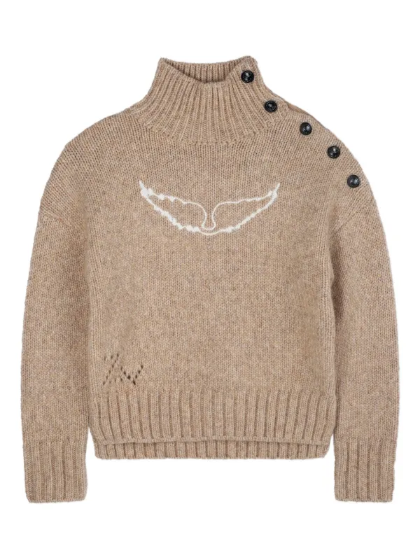 Zadig Voltaire Kids Pull à Col Roulé Marron FARFETCH FR