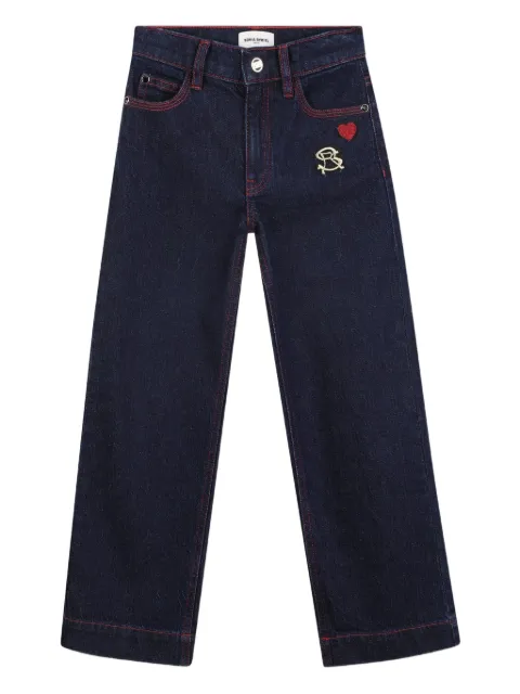 SONIA RYKIEL ENFANT heart-embroidered jeans