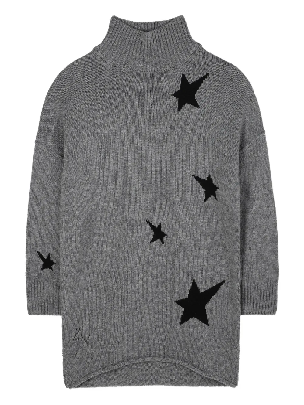 Zadig & Voltaire Kids Trui met hoge hals en ster intarsia Grijs