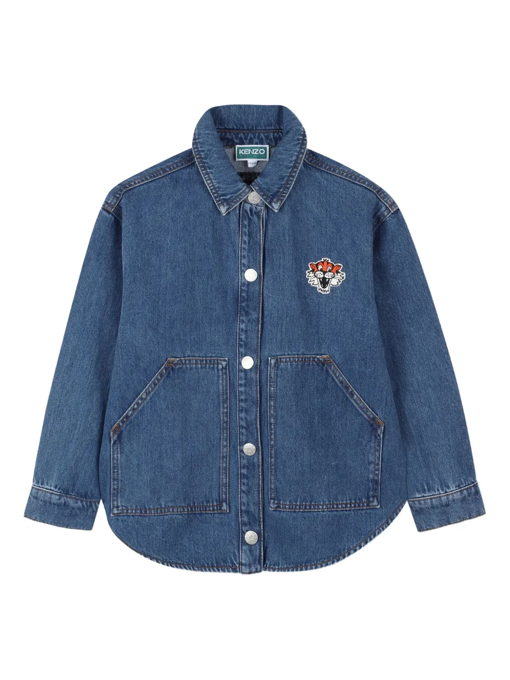 Kenzo Kids Spijkershirt met borduurwerk Blauw