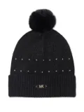 Michael Kors Kids logo-plaque pompom beanie hat - Black