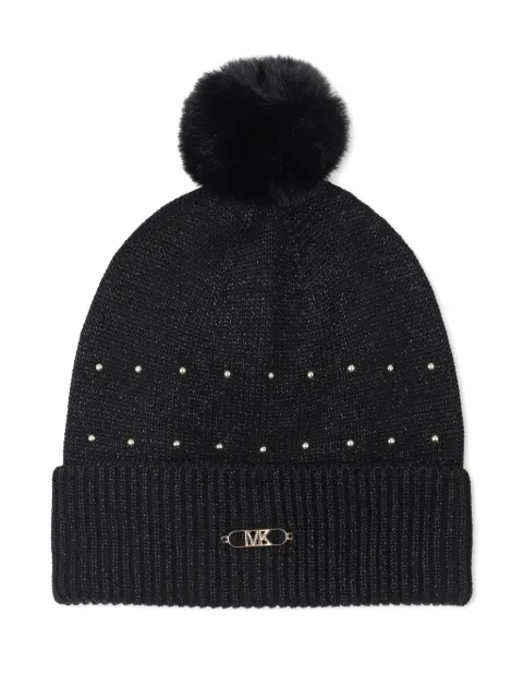 Michael Kors Kids Gorro com pompom e placa de logo