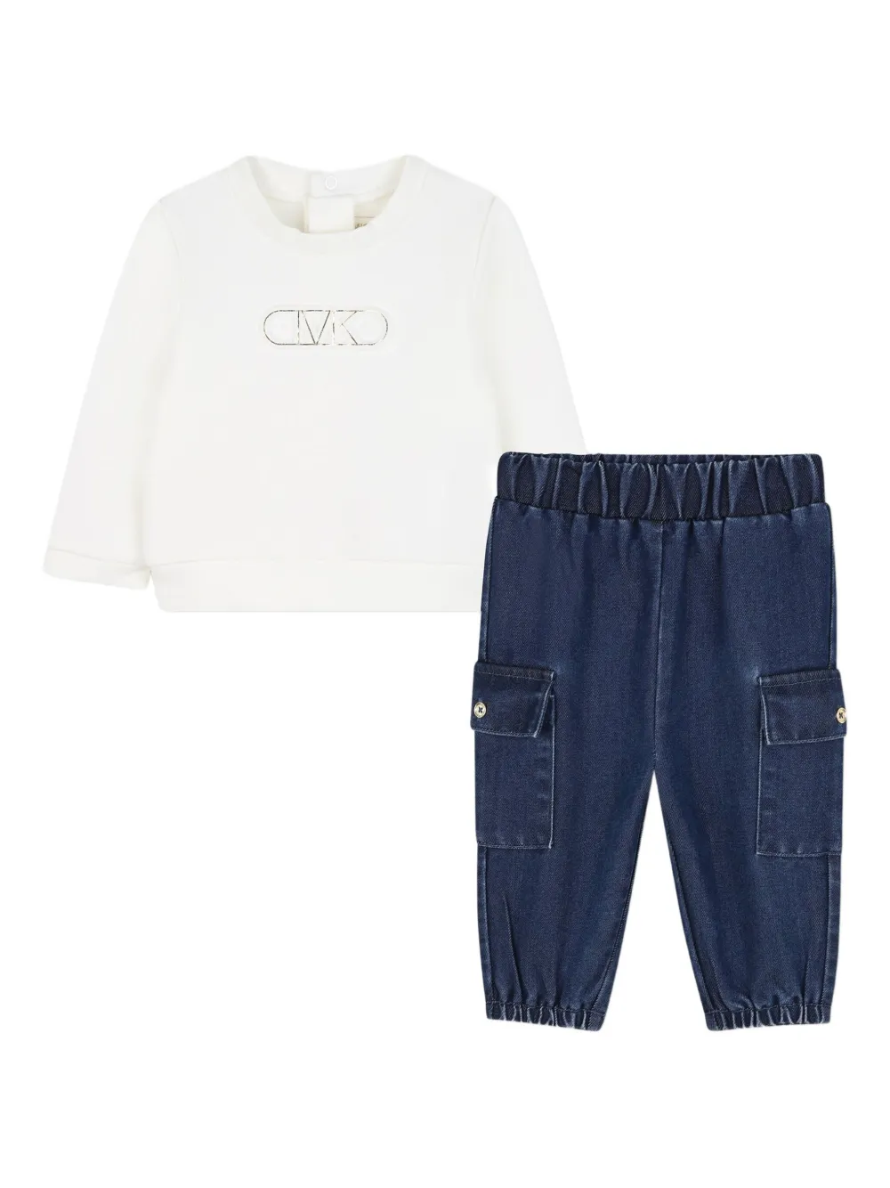 Michael Kors Kids ロゴ スウェットシャツ&カーゴパンツ セット - ホワイト Michael Kors Kids ロゴ スウェットシャツ&カーゴパンツ セット - ホワイト