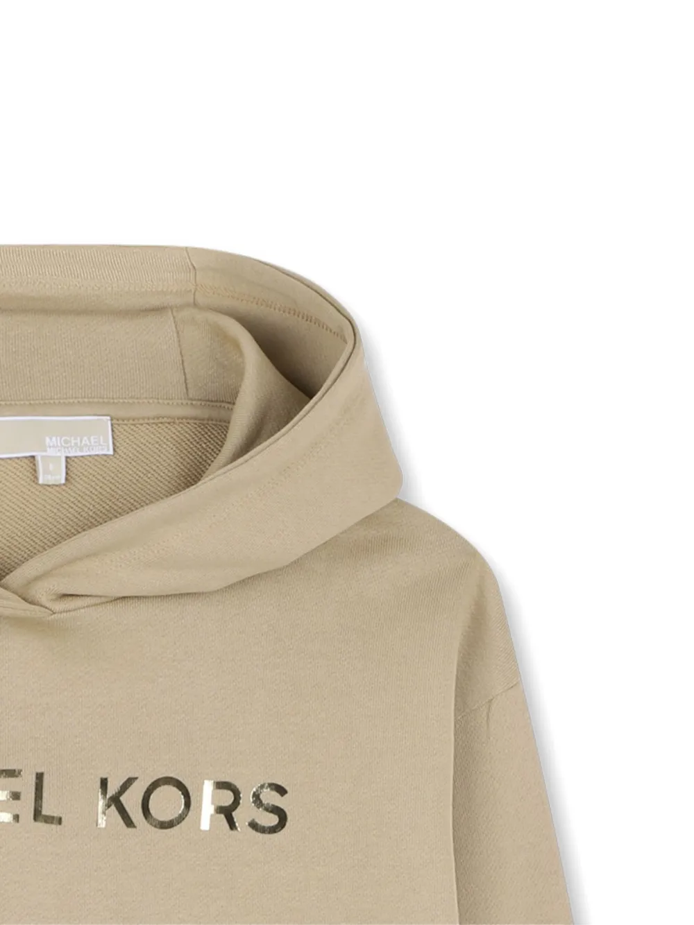 Michael Kors Kids Jurk met capuchon en logo Beige