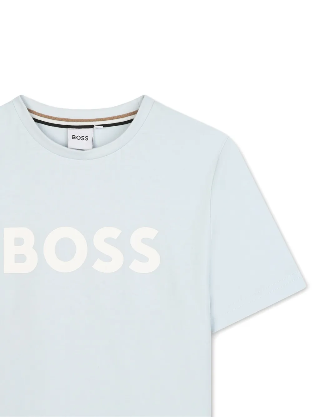 BOSS Kidswear T-shirt met logoprint en korte mouwen Blauw