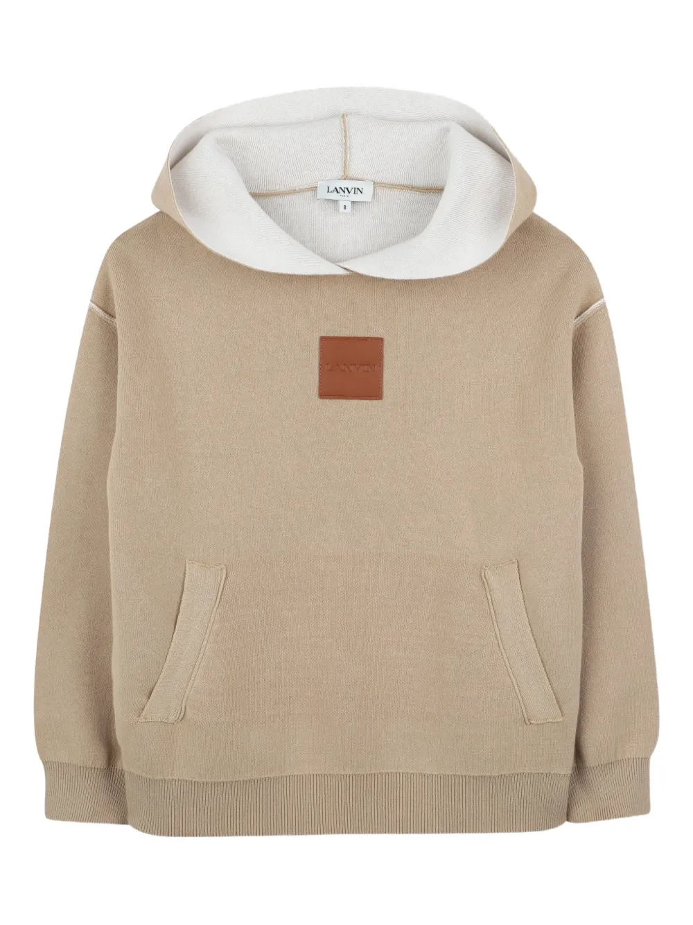 Lanvin Enfant logo-patch hoodie | Neutrals | Image 1