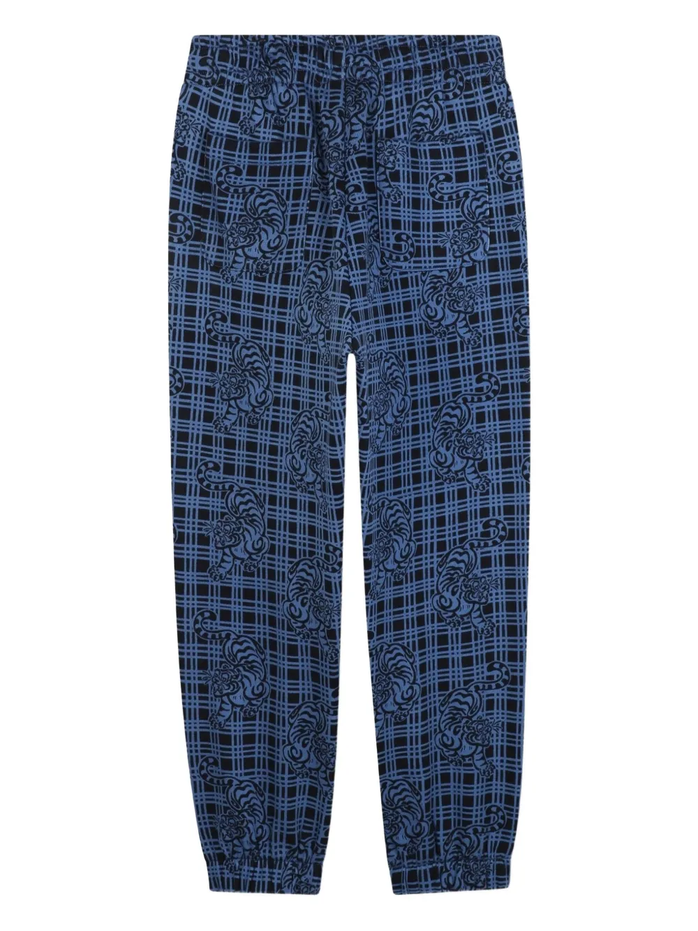 Kenzo Kids Geruite trainingsbroek met tijgerprint Blauw