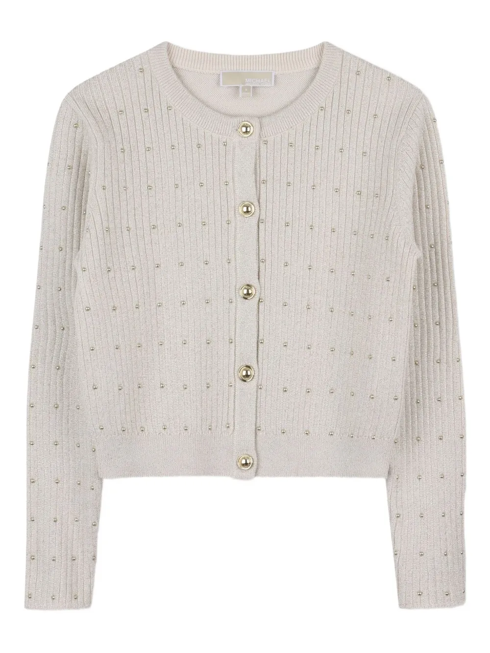 Michael Kors Kids button-embellished ribbed cardigan | Gold | Image 1