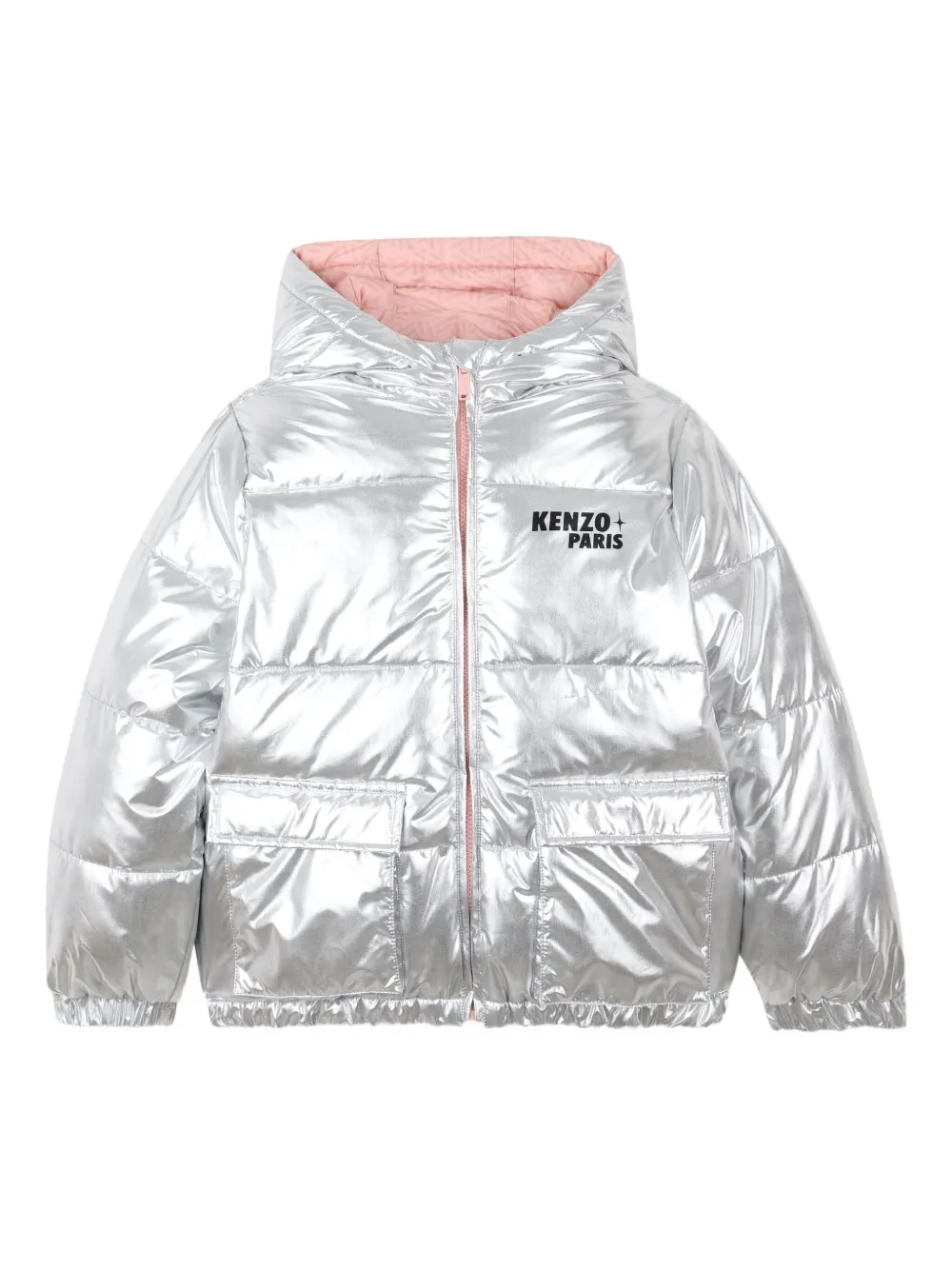 Kenzo Kids Gewatteerd jack met capuchon Roze