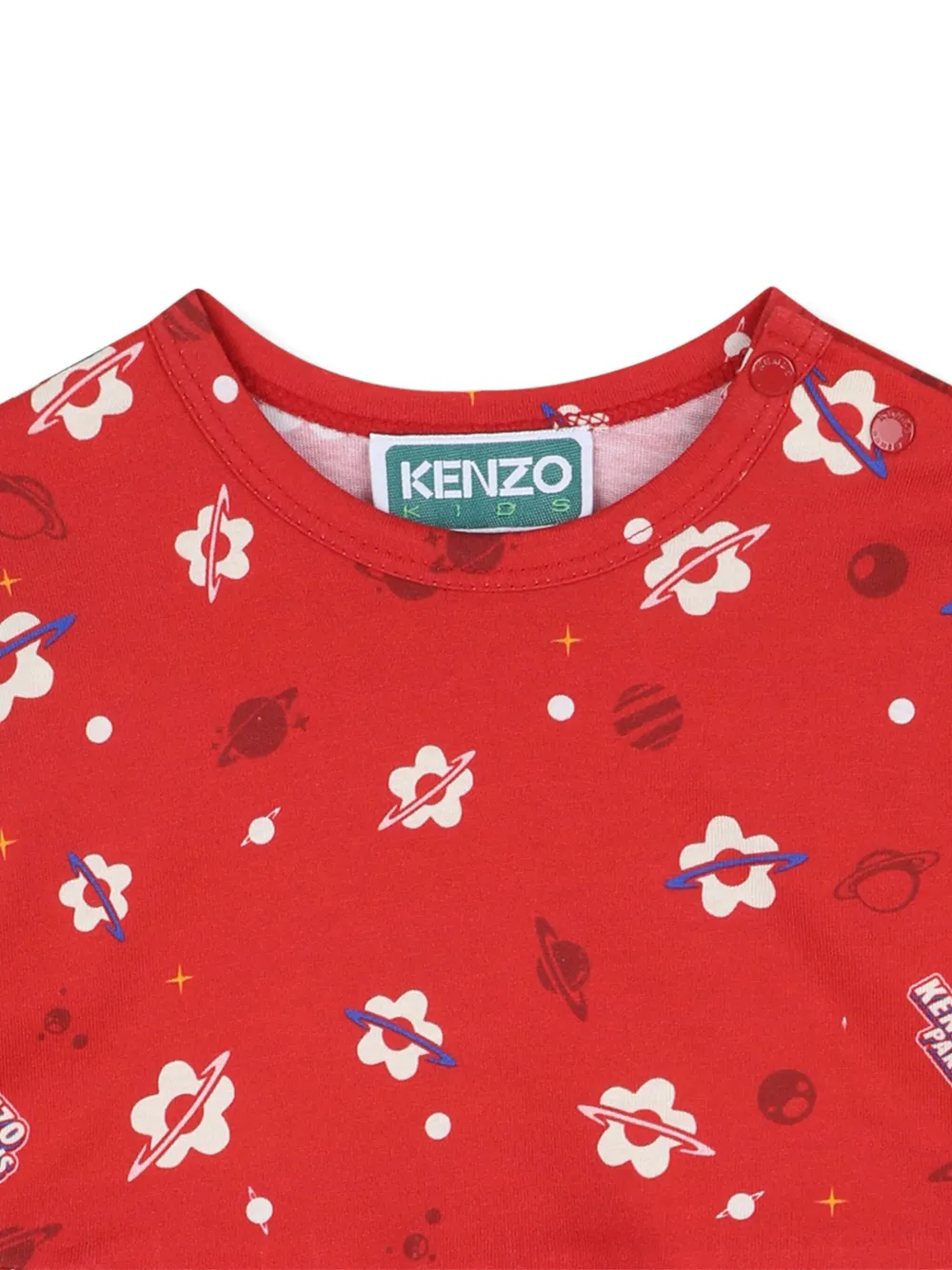 Kenzo Kids Jurk met bloemenprint en ruches Rood
