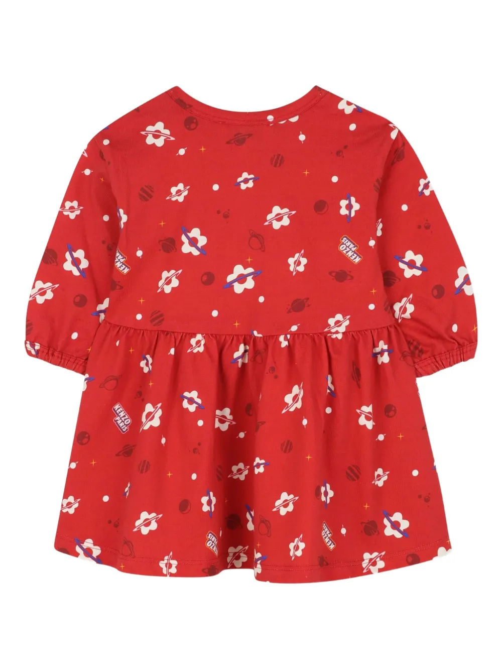 Kenzo Kids Jurk met bloemenprint en ruches - Rood
