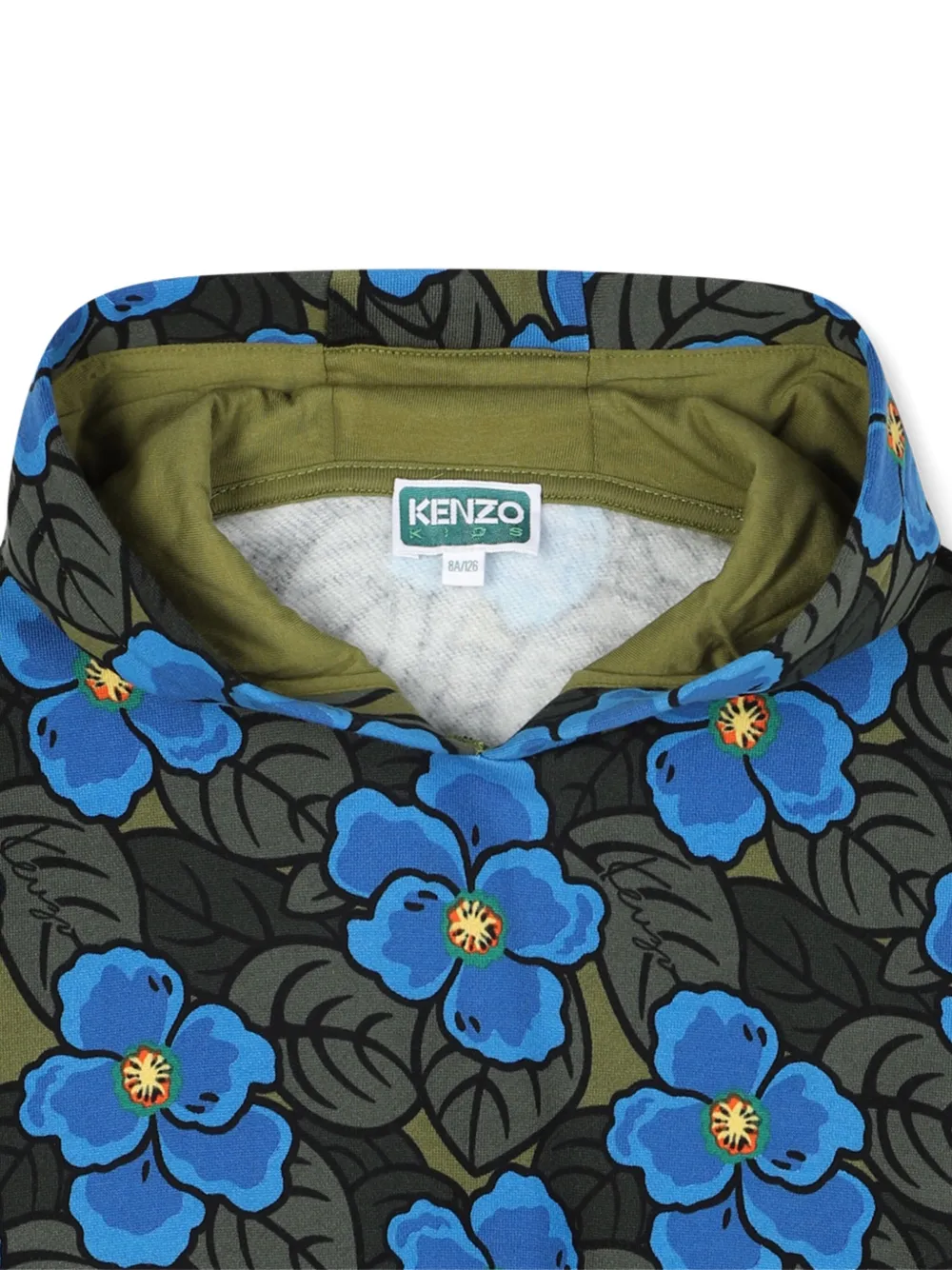 Kenzo Kids Hoodie met bloemenprint Groen