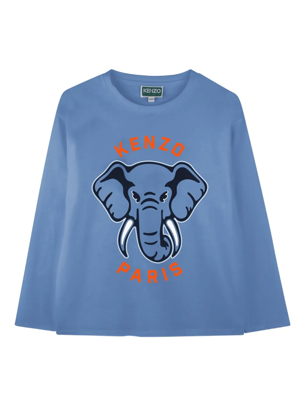 Kenzo Kids T-shirt met lange mouwen en olifantprint Blauw