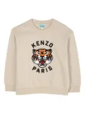 Kenzo Kids tiger-embroidered crewneck sweatshirt - Neutrals
