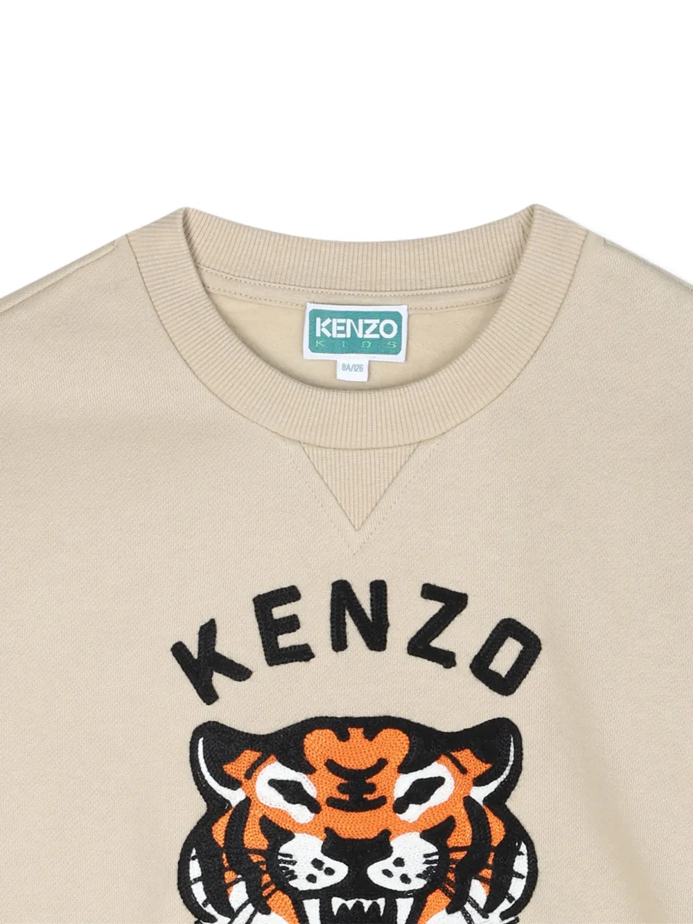 Kenzo Kids Sweater met Tiger-borduurwerk en ronde hals Beige