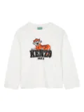 Kenzo Kids tiger-print long-sleeve T-shirt - White