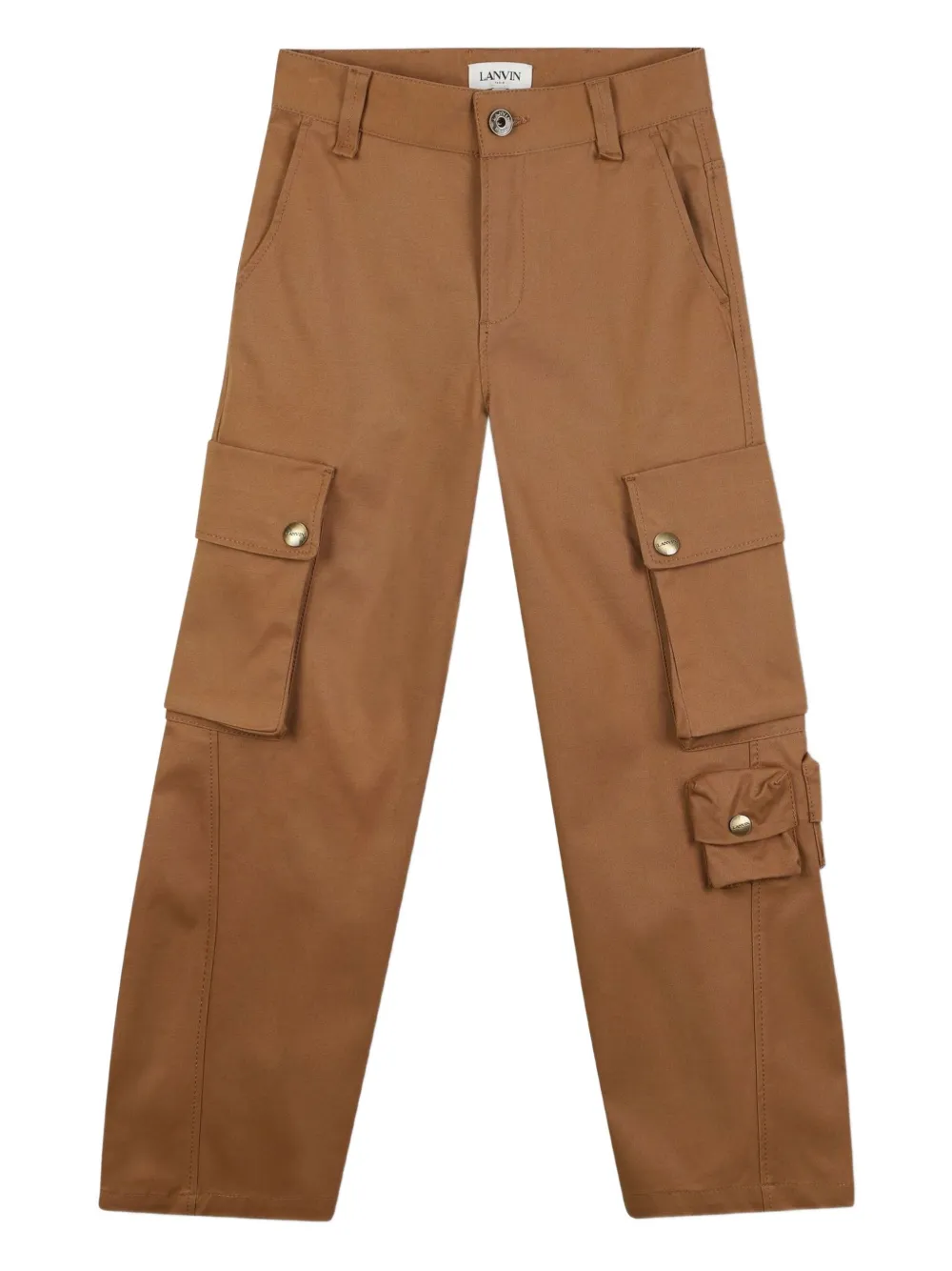 Lanvin Enfant Broek met geborduurd logo Bruin