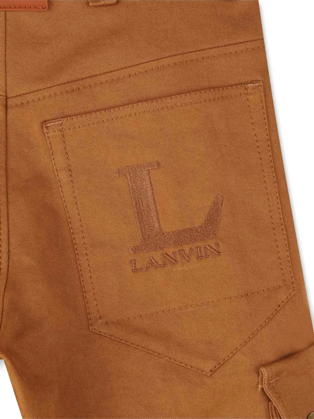 Lanvin Enfant Broek met geborduurd logo Bruin