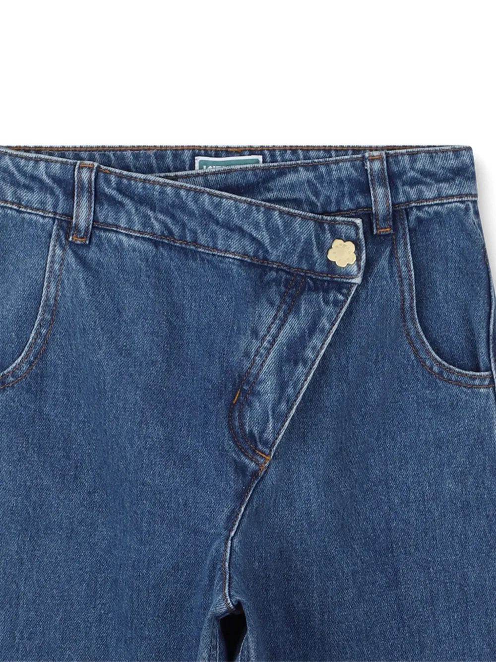 Kenzo Kids Jeans met asymmetrische knoop Blauw