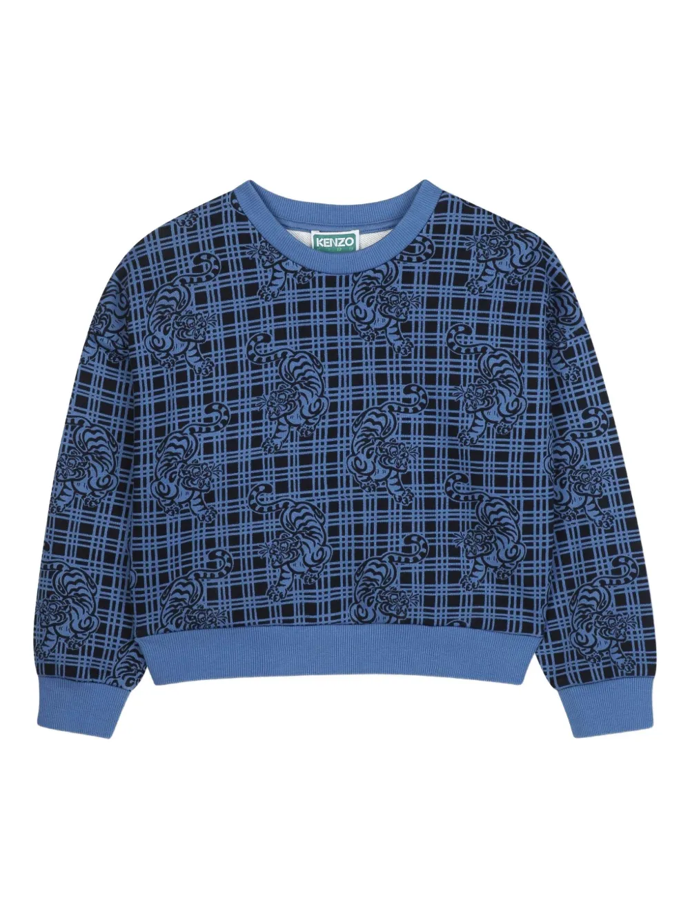 Kenzo Kids Geruite sweater Blauw