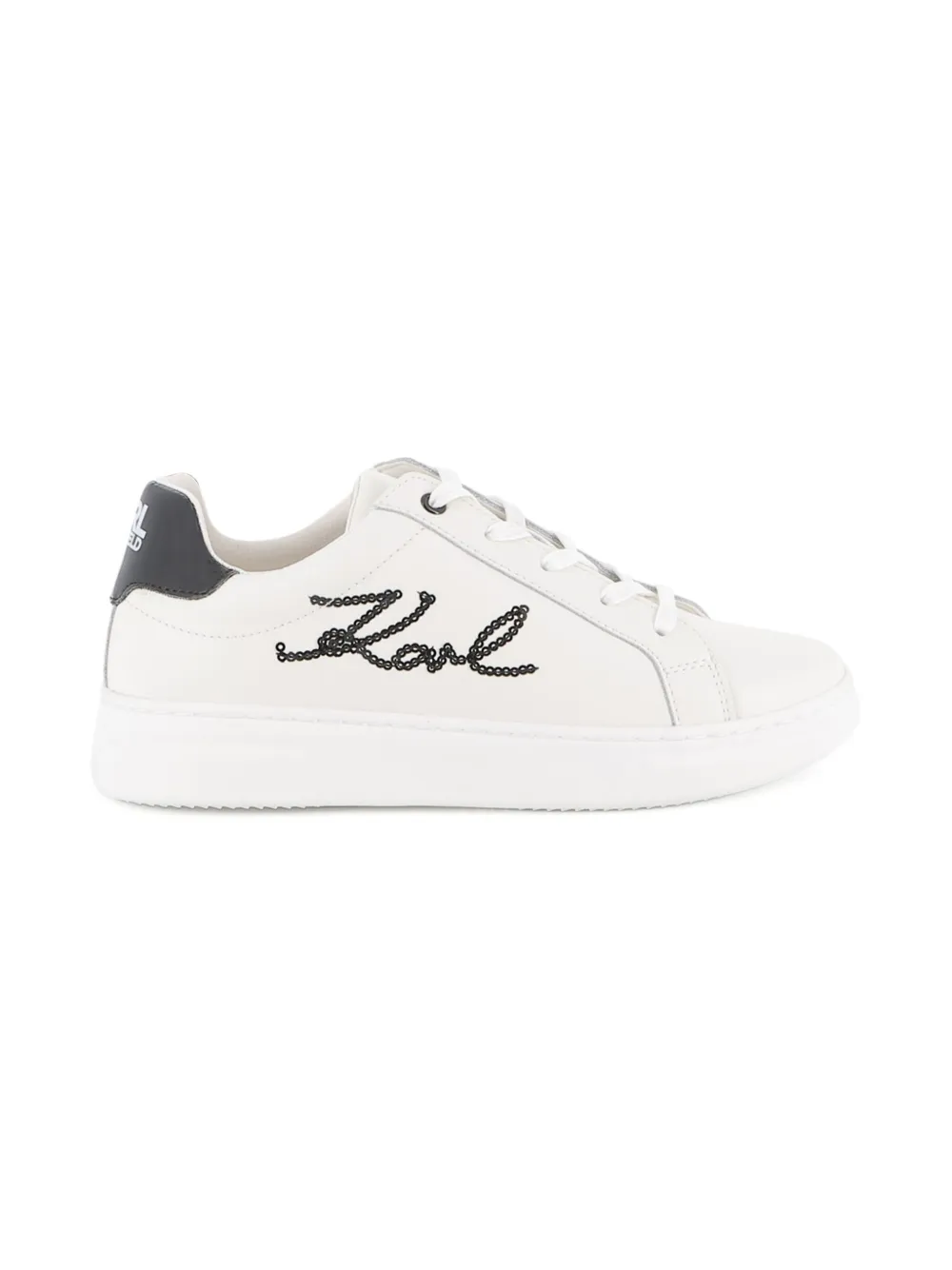 Karl Lagerfeld Kids Leren sneakers met geborduurd logo Wit