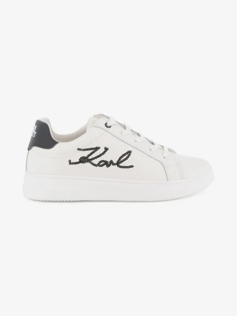 Karl Lagerfeld Kids logo-embroidered leather sneakers