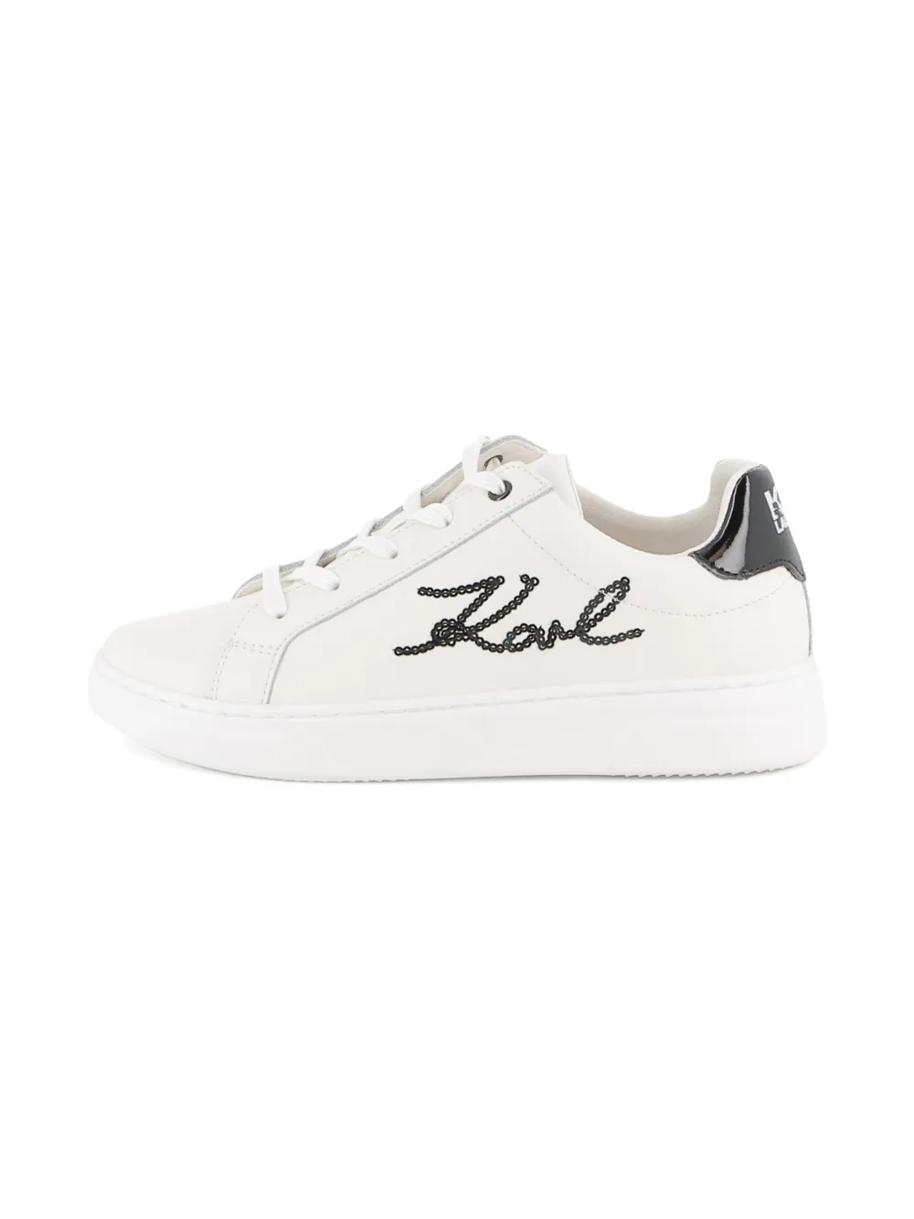 Karl Lagerfeld Kids logo-embroidered leather sneakers White
