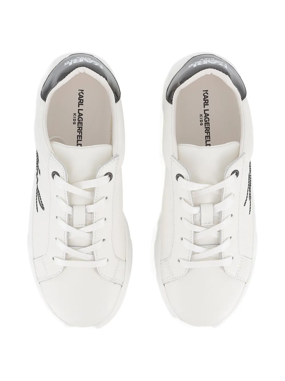 Karl Lagerfeld Kids logo-embroidered leather sneakers White