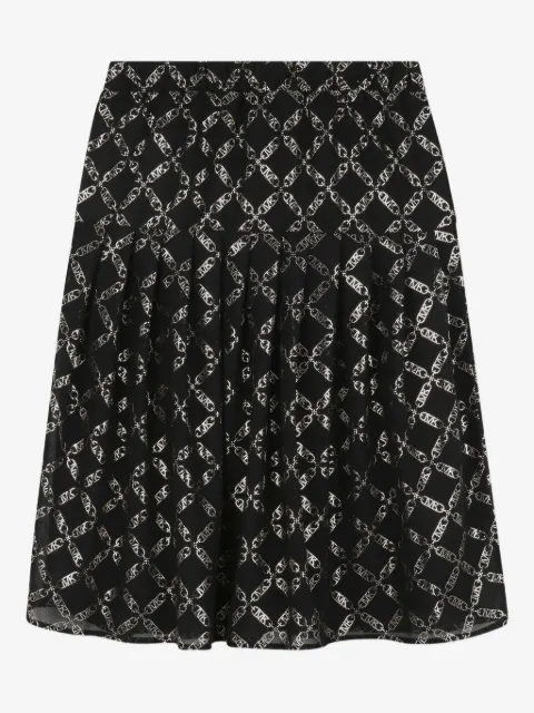 Michael Kors Kids MK Empire-print pleated skirt