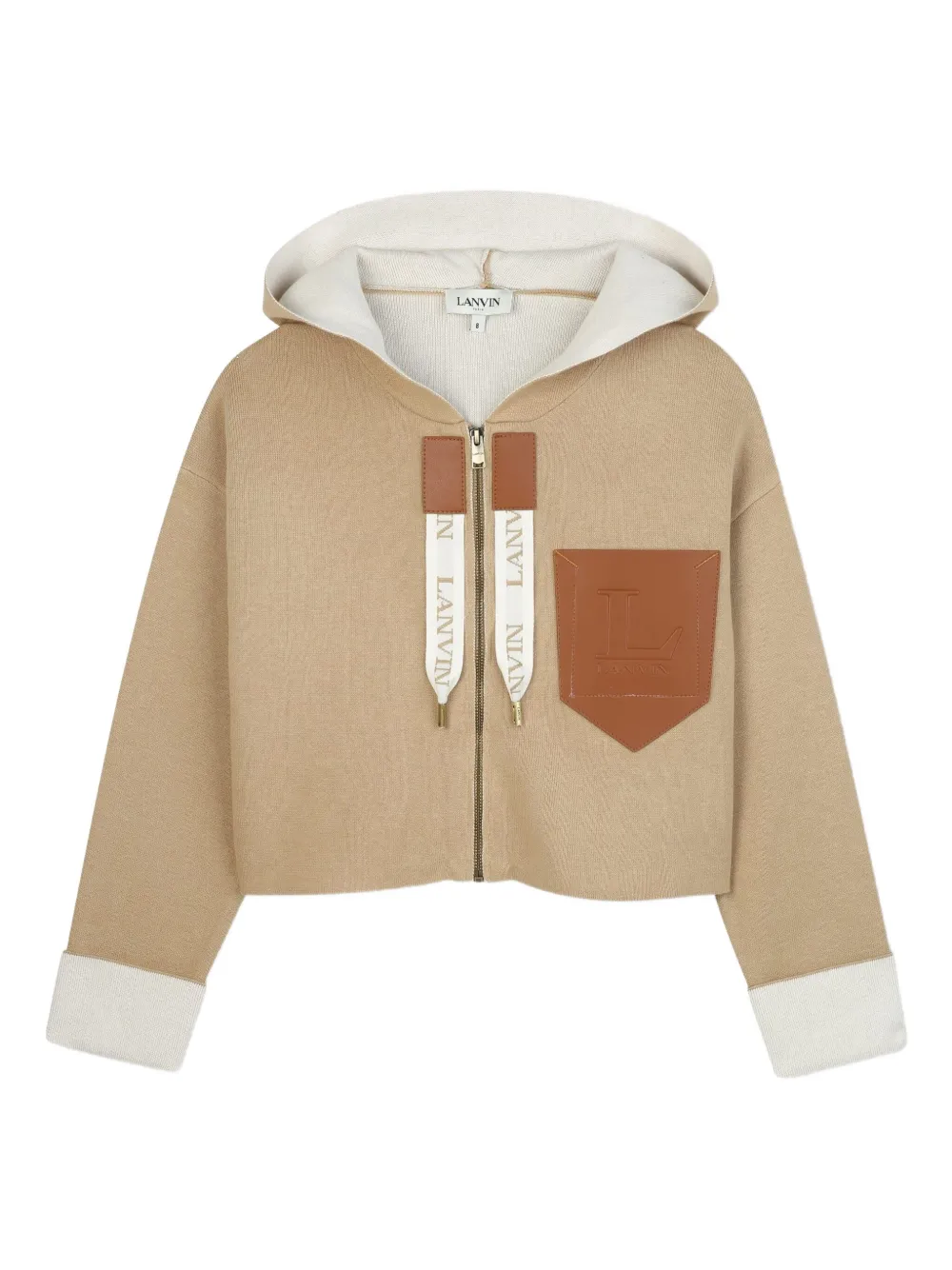 Lanvin Enfant Cropped Hooded Cardigan In Brown