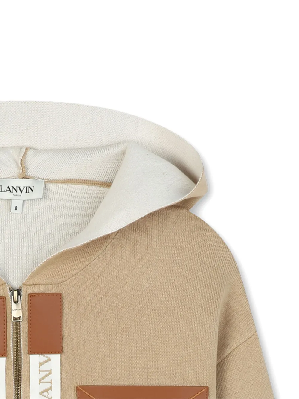 Lanvin Enfant Cropped Hooded Cardigan In Brown