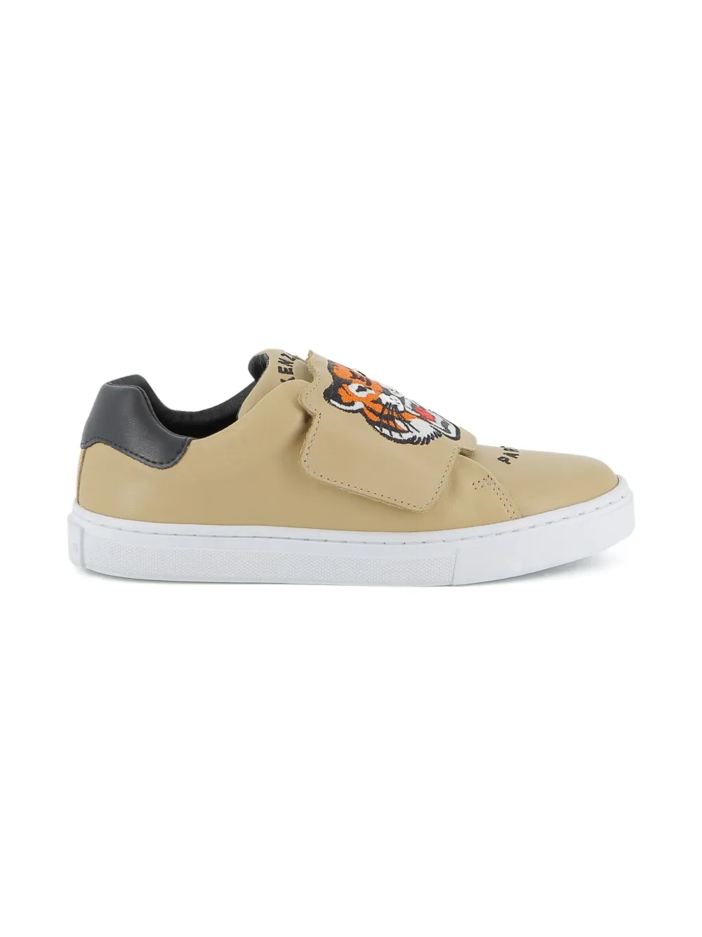 Kenzo Kids Tiger Head-embroidered sneakers Neutrals