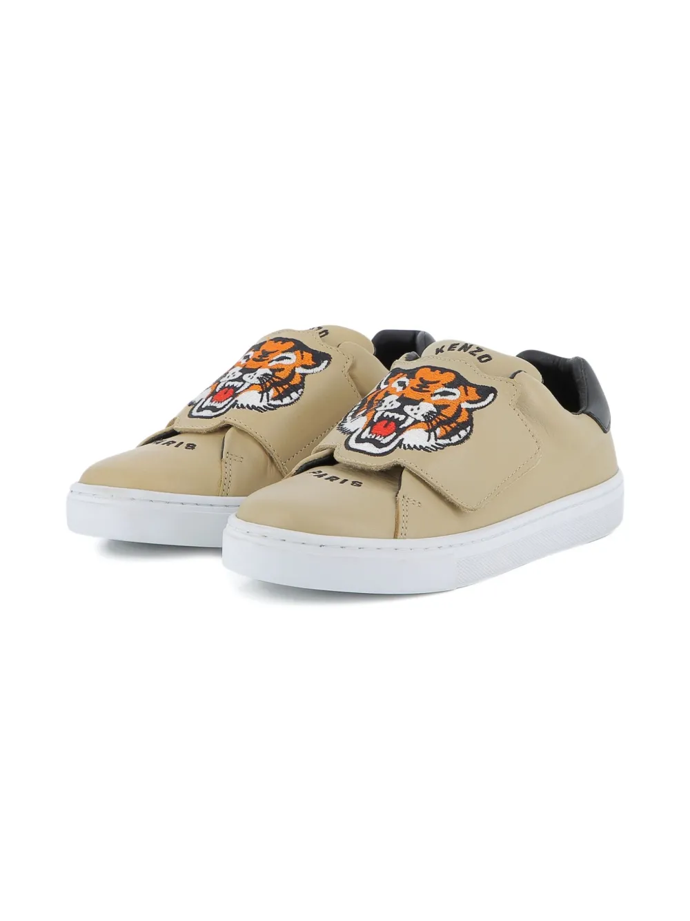 Kenzo Kids Tiger Head sneakers met borduurwerk Beige