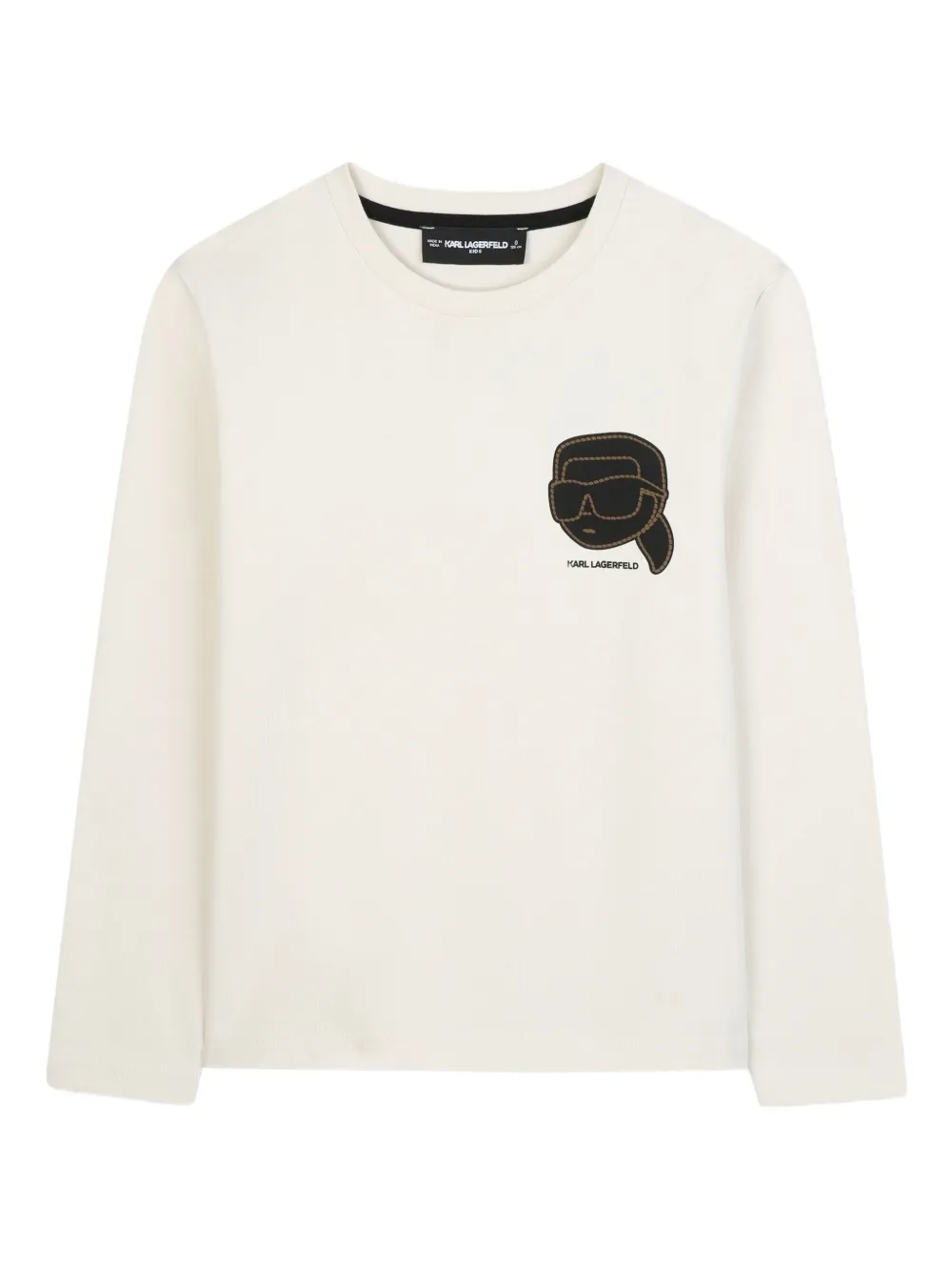 Karl Lagerfeld Kids T-shirt a maniche lunghe con logo - Toni neutri