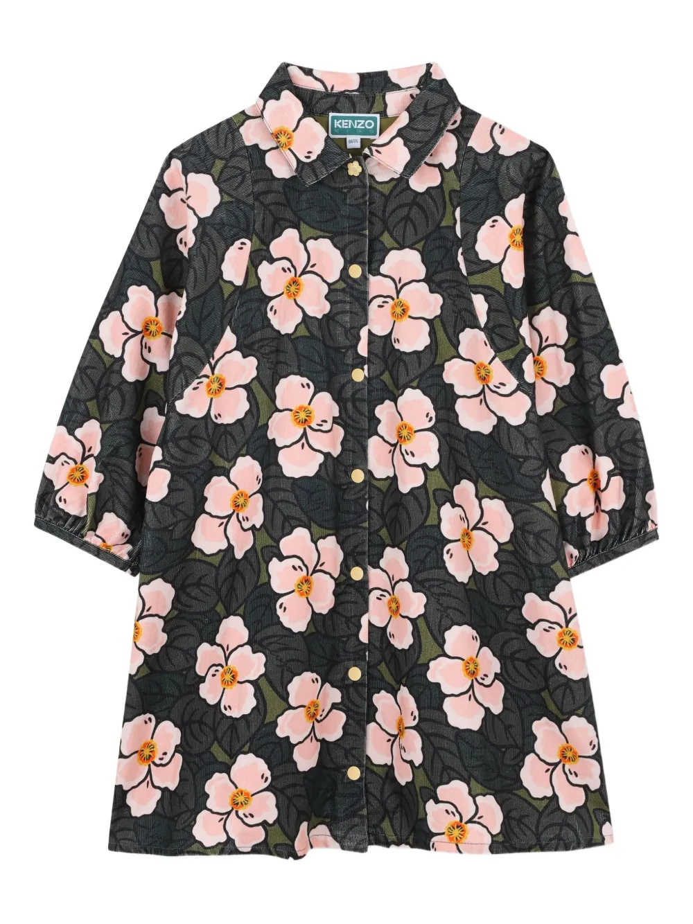 Kenzo Kids floral print button-up shirt dress | Pink | Image 1
