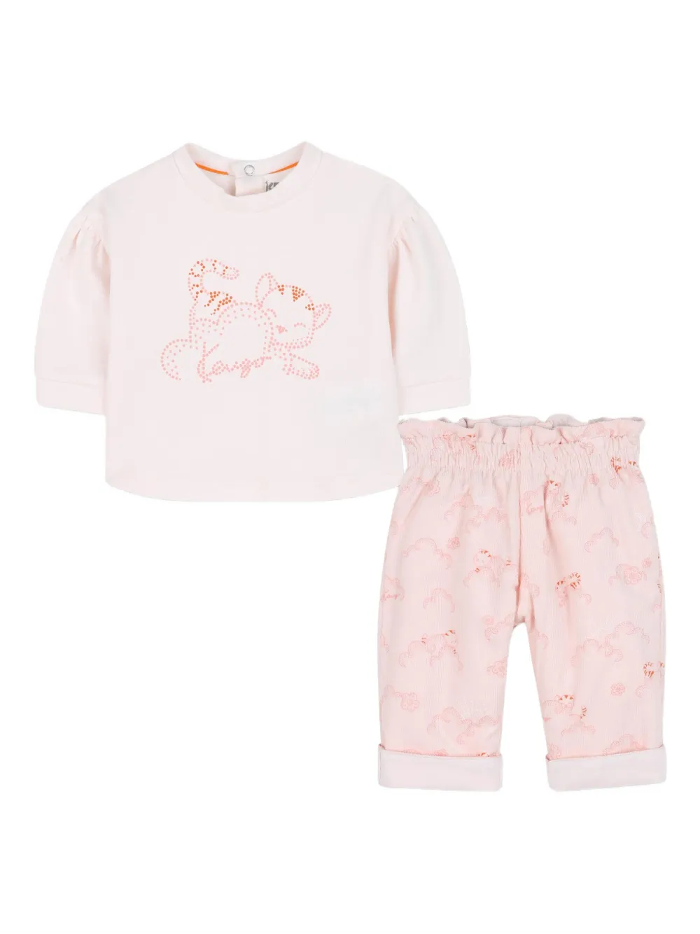 Kenzo Cat-print Two-piece Set In Pink