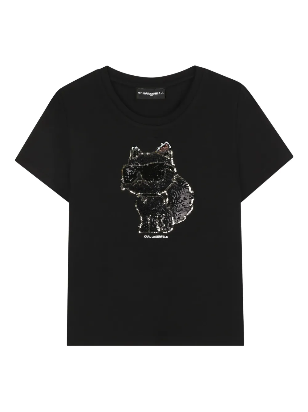 Karl Lagerfeld Kids Choupette T-shirt met pailletten Zwart