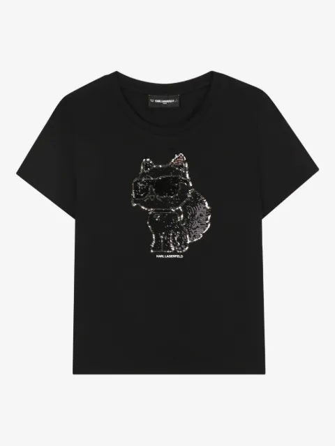 Karl Lagerfeld Kids Choupette sequined T-shirt